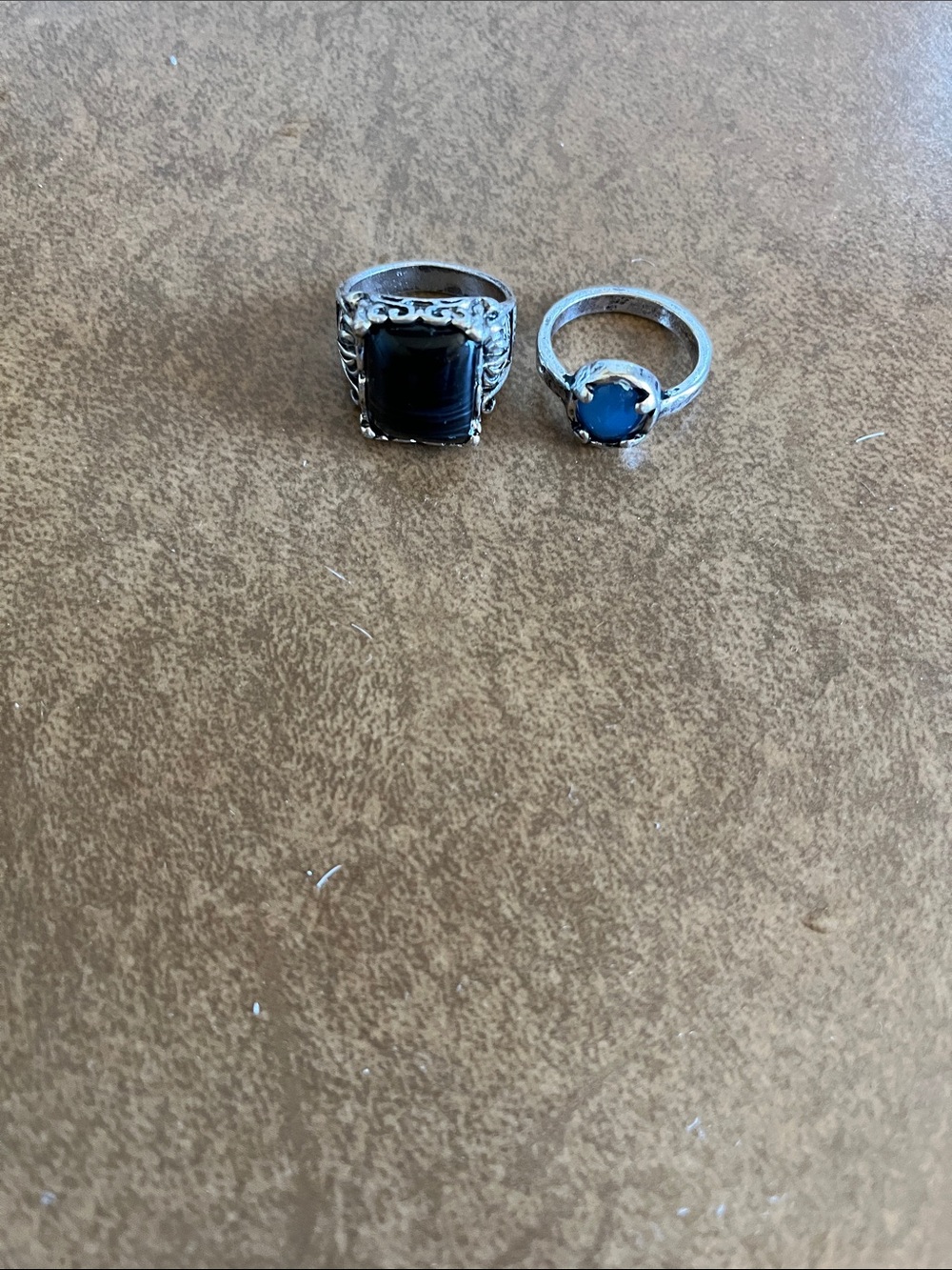 Free People Silver Blue Stone and Black Stone Rings